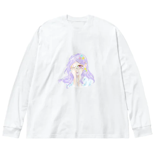  purple girl ビッグシルエットロングスリーブTシャツ