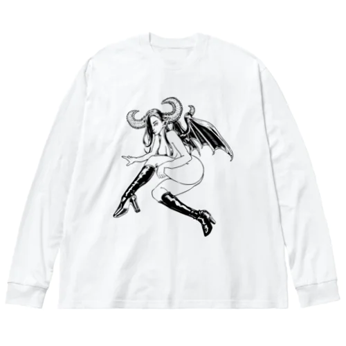 ロックT ROCK'N PUNK - 悪魔ちゃん  モノクロ Big Long Sleeve T-Shirt