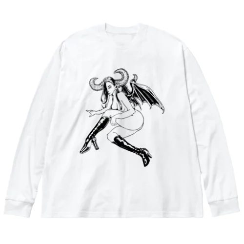 ロックT ROCK'N PUNK - 悪魔ちゃん  モノクロ ビッグシルエットロングスリーブTシャツ