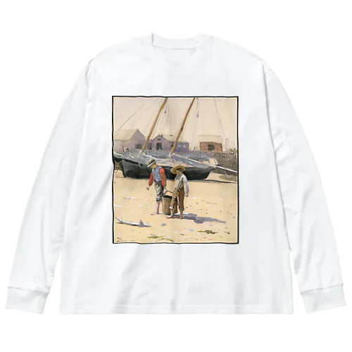 絵画　アサリのバスケット 루즈핏 롱 슬리브 티셔츠