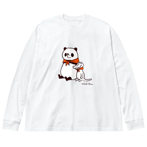 パンダのおはなし　仲良しパンダとワニ ビッグシルエットロングスリーブTシャツ