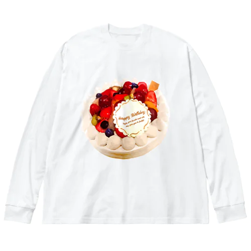 フルーツたっぷりのデコレーションケーキ ビッグシルエットロングスリーブTシャツ