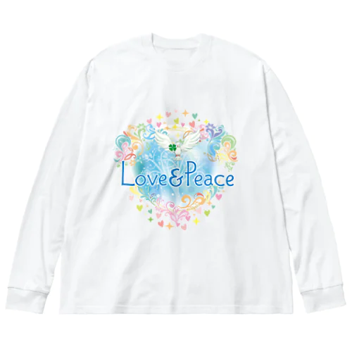 Love＆Peace大人用ロゴ 루즈핏 롱 슬리브 티셔츠