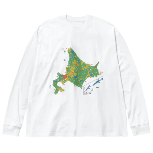 北海道179市町村地図 ビッグシルエットロングスリーブTシャツ