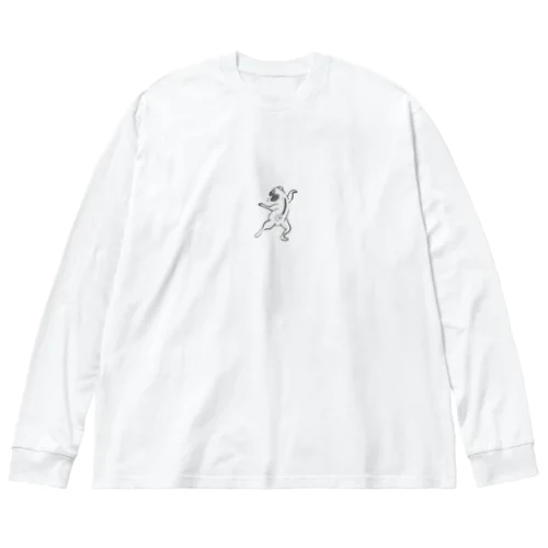 鳥獣戯画風パグ 文字なし Big Long Sleeve T-Shirt