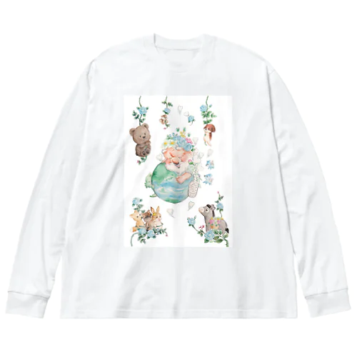 ニコじい「グリーンアース」 ビッグシルエットロングスリーブTシャツ