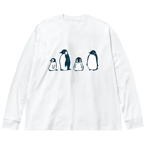 ぺんぎんのおやこ（線画） Big Long Sleeve T-Shirt