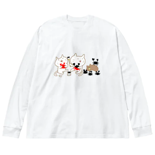 じろにゃんたちとちゃめし〜とカニ ビッグシルエットロングスリーブTシャツ