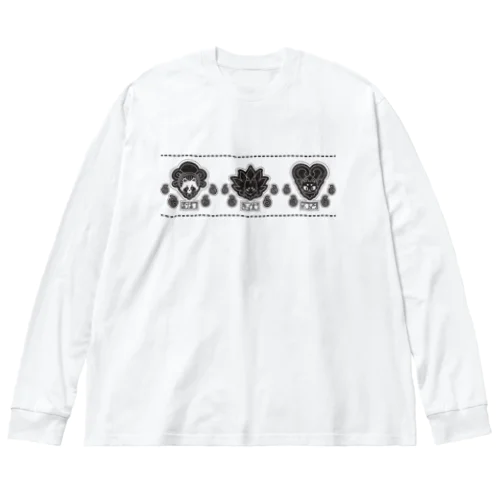 狸・狐・猫-黒- Big Long Sleeve T-Shirt