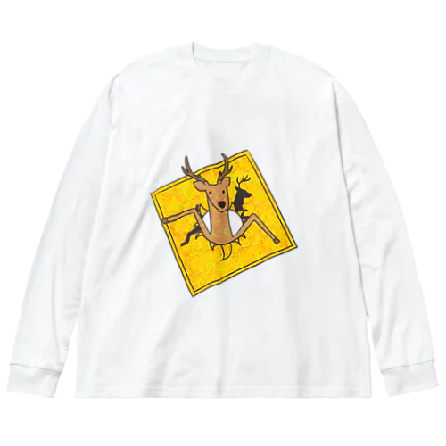 動物注意シカ Big Long Sleeve T-Shirt