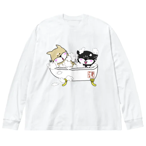 ゴンチャンとバシャバシャ～♪_ロゴありVer. ビッグシルエットロングスリーブTシャツ