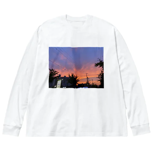 武庫川の夕焼け ビッグシルエットロングスリーブTシャツ