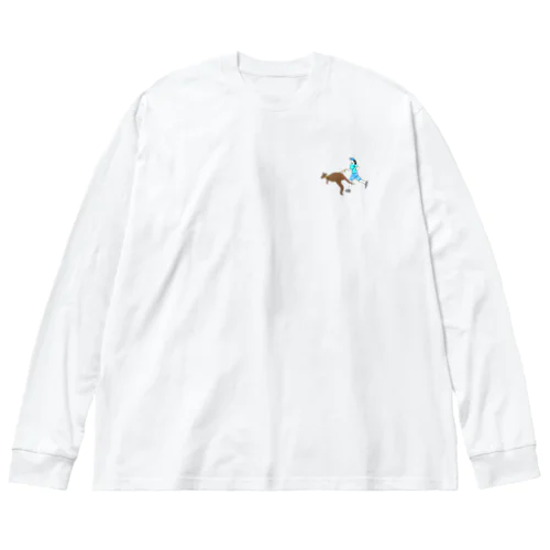 カンガルーとジョギングする人 ビッグシルエットロングスリーブTシャツ