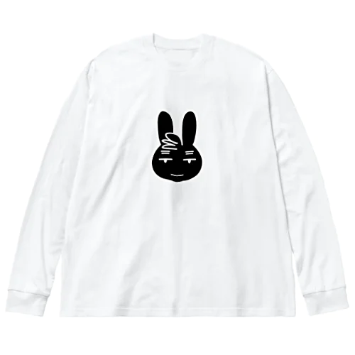  虚無うさぎ　黒 ビッグシルエットロングスリーブTシャツ