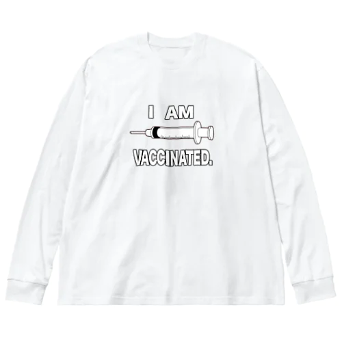 ワクチン接種済みのイラスト COVID-19 vaccine mRNA 英語文字付き Big Long Sleeve T-Shirt