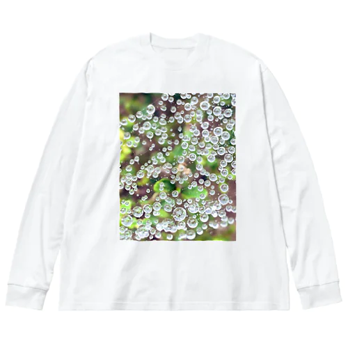 蜘蛛の巣についた水滴デザイン Big Long Sleeve T-Shirt