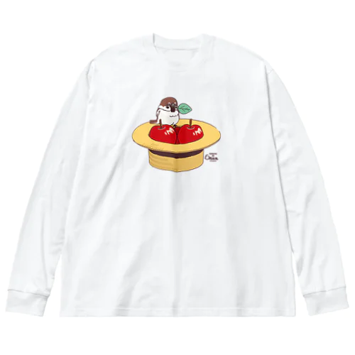 スズメがちゅん　あっぷるすとあでちゅん ビッグシルエットロングスリーブTシャツ