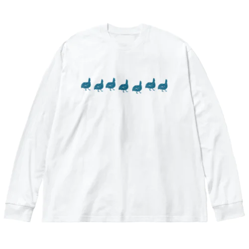 ホロホロ鳥の切り絵 ビッグシルエットロングスリーブTシャツ