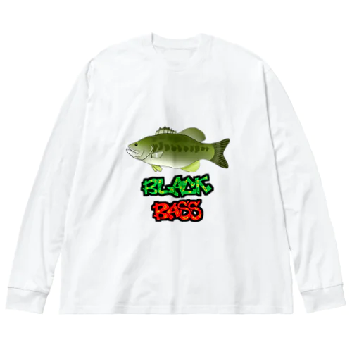 ブラックバス 魚ラフィティ ビッグシルエットロングスリーブTシャツ