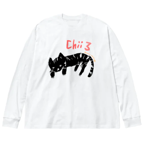 ちぃさんゴロン　黒猫 ビッグシルエットロングスリーブTシャツ