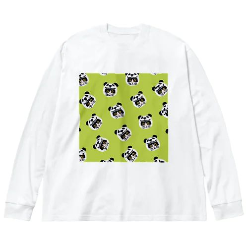 かぶる猫[パンダver.](バットニャン) ビッグシルエットロングスリーブTシャツ