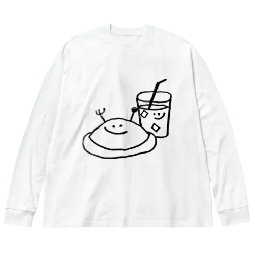 オムライス星人とジュースちゃん 루즈핏 롱 슬리브 티셔츠