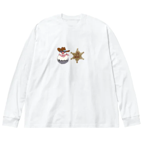 ウエスタン桜文鳥と保安官バッジ Big Long Sleeve T-Shirt