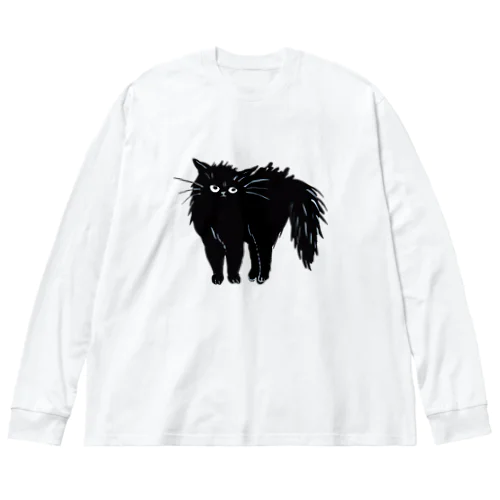 怒ってます（黒猫） Big Long Sleeve T-Shirt