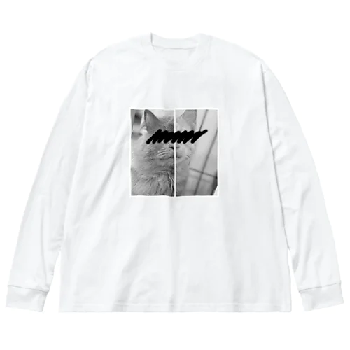 もくぞーてっこつ(ハーフ&ハーフ白黒目隠し) Big Long Sleeve T-Shirt