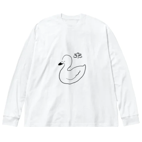 白鳥とハス ビッグシルエットロングスリーブTシャツ