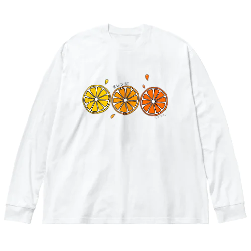 オレンジ ビッグシルエットロングスリーブTシャツ