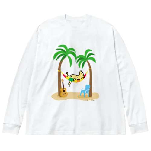 ヤシの木の下でお昼寝するイエローラブラドール Big Long Sleeve T-Shirt