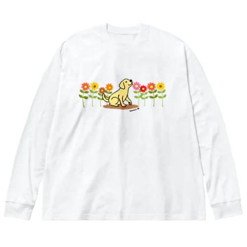 イエローラブラドールとデイジー Big Long Sleeve T-Shirt