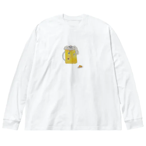 ねこぼうけん隊ビールの旅 ビッグシルエットロングスリーブTシャツ