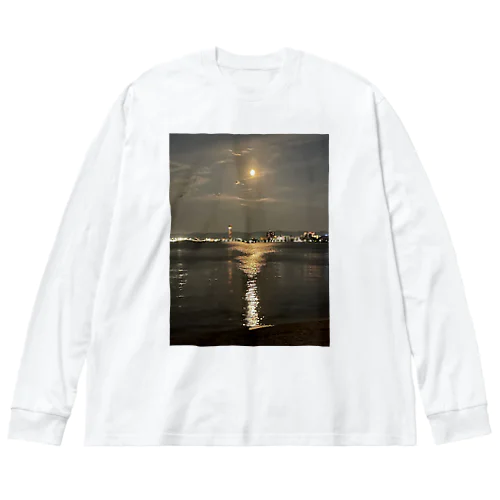 琵琶湖の満月 ビッグシルエットロングスリーブTシャツ