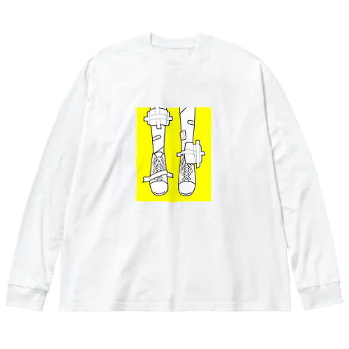 暴力に程近い白 ビッグシルエットロングスリーブTシャツ