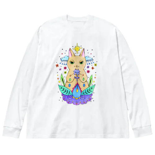 ネコと小さな怪獣 ビッグシルエットロングスリーブTシャツ