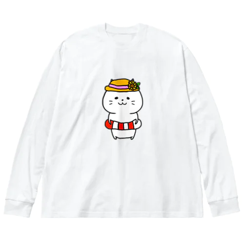 浮き輪帽子ねこさん ビッグシルエットロングスリーブTシャツ