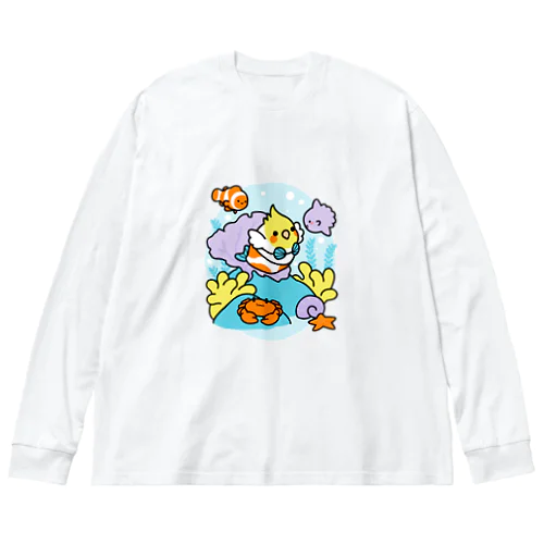 Chubby Bird サンゴ礁を守ろう！　オカメインコと海のお友達 Big Long Sleeve T-Shirt