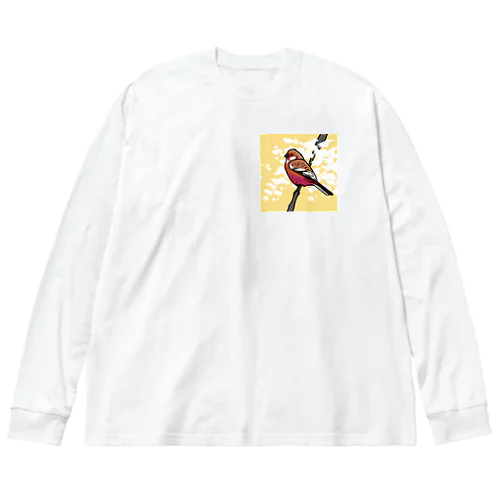 野鳥シリーズ　ベニマシコ ビッグシルエットロングスリーブTシャツ