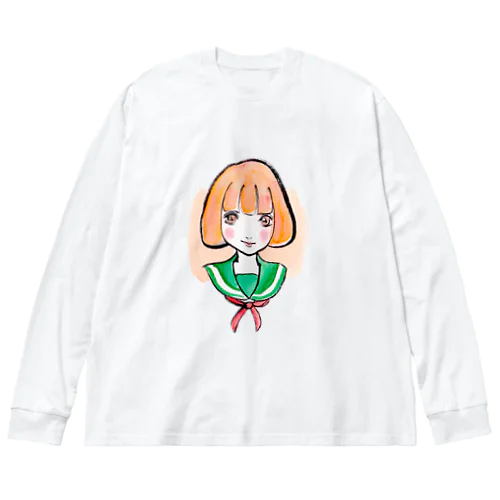 おかっぱの女の子 ビッグシルエットロングスリーブTシャツ