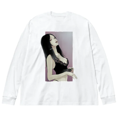 Sheer 背景あり 透過 Big Long Sleeve T-Shirt