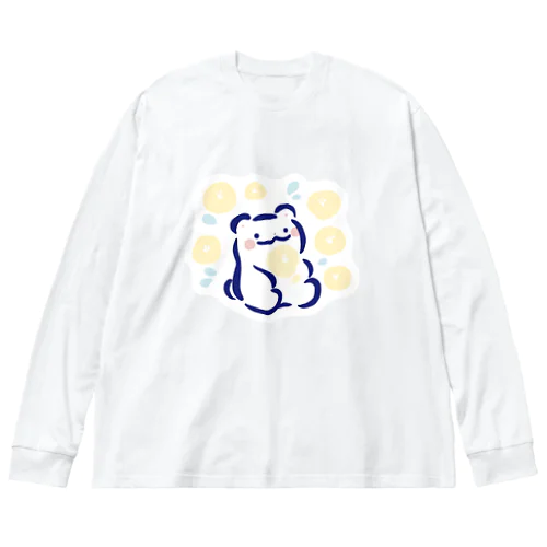 くまと花々　のんびり ビッグシルエットロングスリーブTシャツ