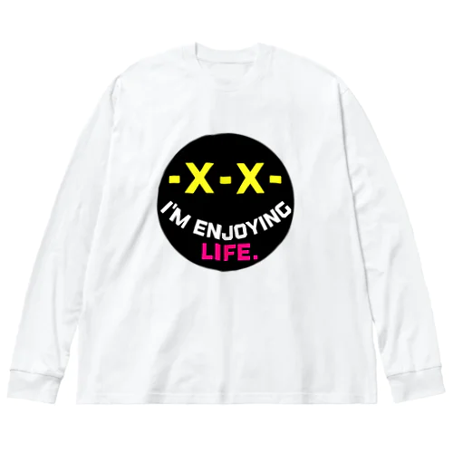 人生楽しんでいます！【ニコちゃんマーク風】 Big Long Sleeve T-Shirt