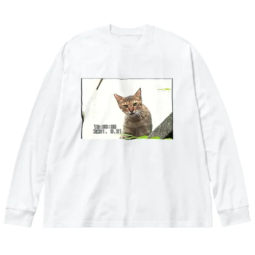 miniDVテープ「猫」 ビッグシルエットロングスリーブTシャツ