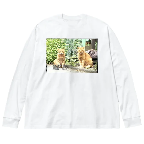 miniDVテープ「二匹の猫」 ビッグシルエットロングスリーブTシャツ