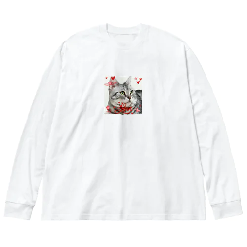 💖ラブリーにゃんこ キュンな猫 ビッグシルエットロングスリーブTシャツ