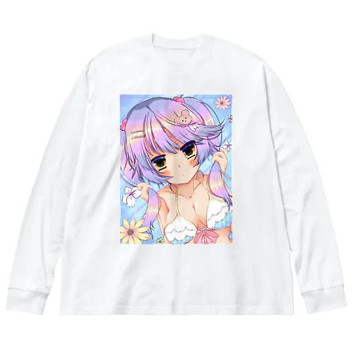 かわいい水着の女の子 ビッグシルエットロングスリーブTシャツ