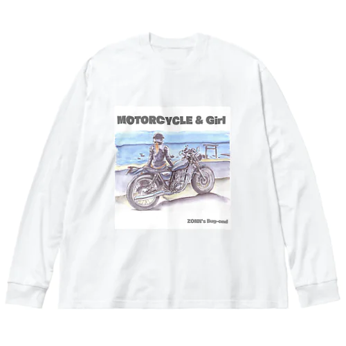 バイク女子スケッチ　01 루즈핏 롱 슬리브 티셔츠