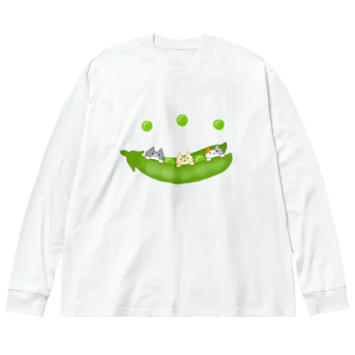 えんどう豆にゃ ビッグシルエットロングスリーブTシャツ